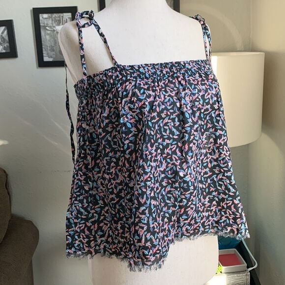 Elan tie shoulder raw hem crop tank top sz small - Picture 1 of 9